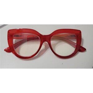 Optique Sheer Red Nerd 1.25 Cat Eye Thick Blue Light Reading Nerd Glasses 106654